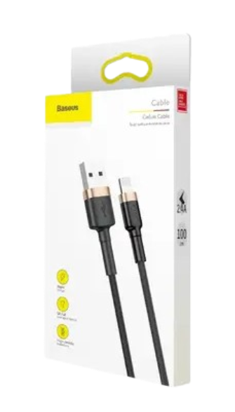 Кабель Lightning Baseus cafule CALKLF-BV1 1m 2.4A Gold+Black